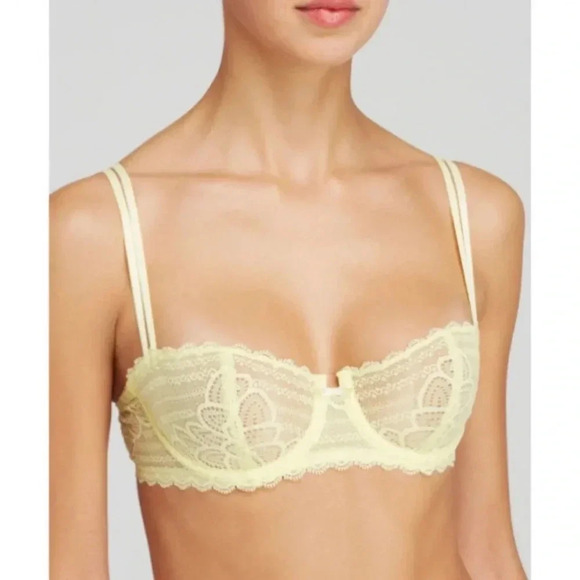 CHANTELLE NWT Light Yellow Merci Demi Bra Lace 1745 Citrus 32C - Picture 3 of 7